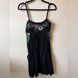 Eyeshadow Black Floral Embroidered Mini Dress